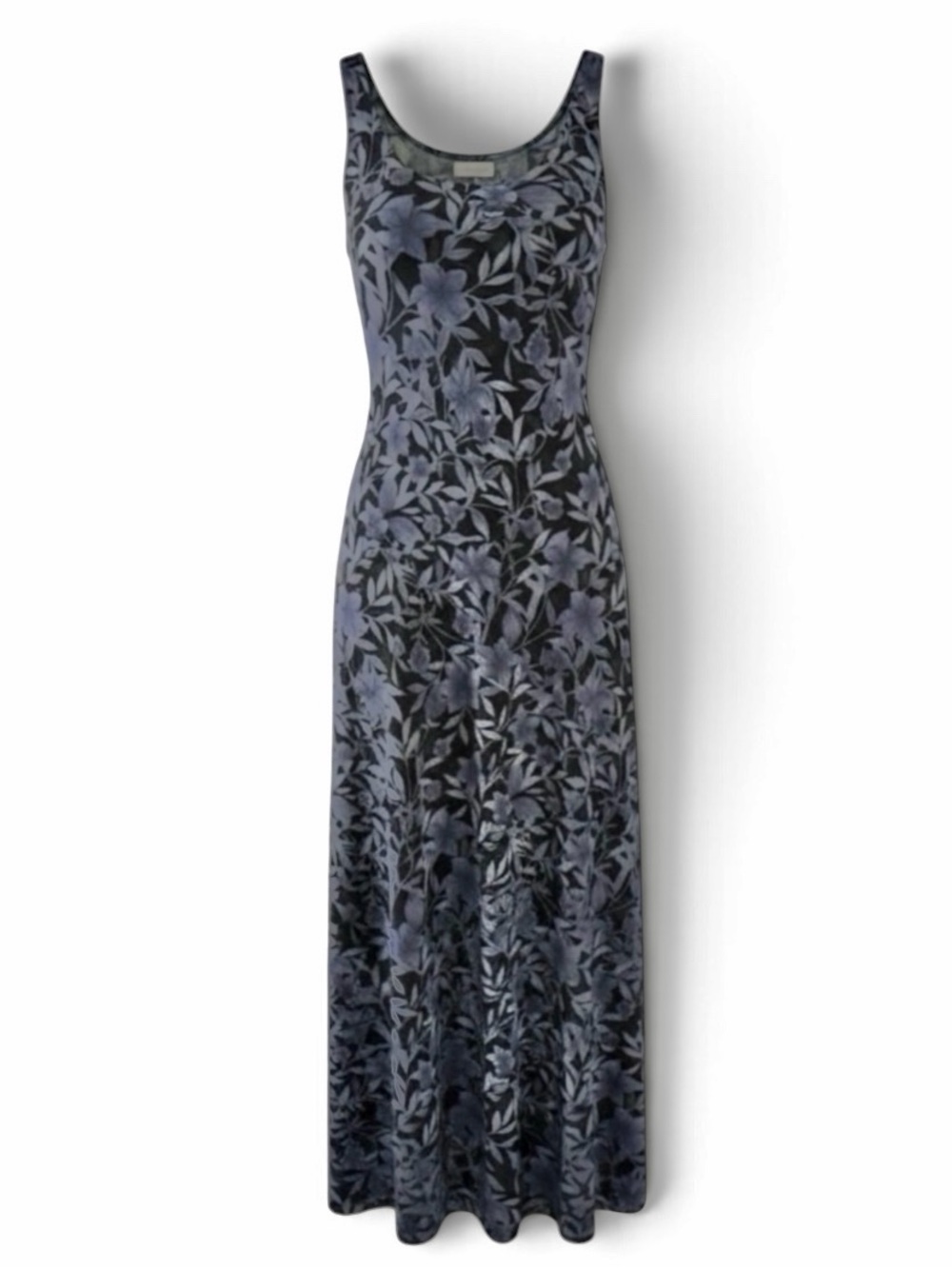 Wear Abouts Blue and Black Floral Print Sleeveless Scoop Neck Maxi Dress